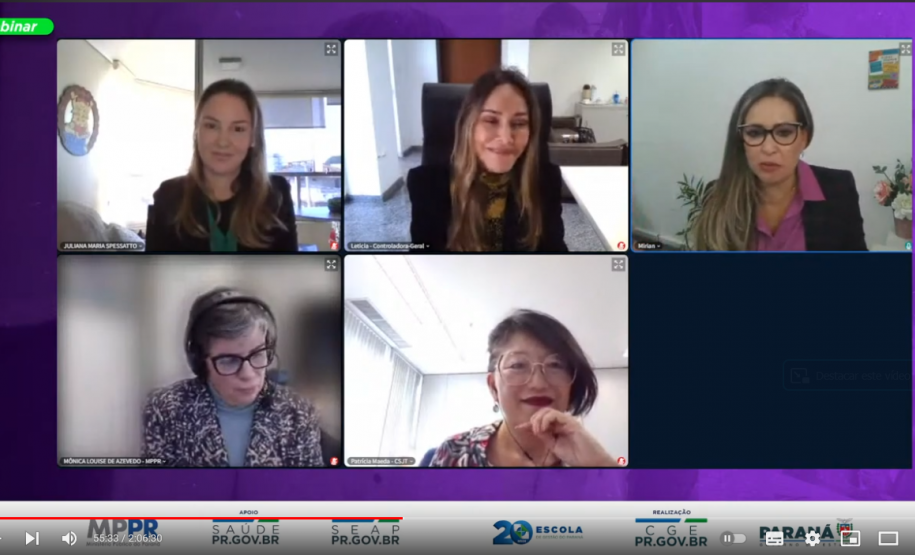 imagens das participantes em tela de computado participando do webinar