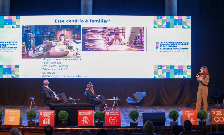 Imagens do auditórios e palestrantes do 2 Congresso de Governança Pública da CGE, no Canal da Música.