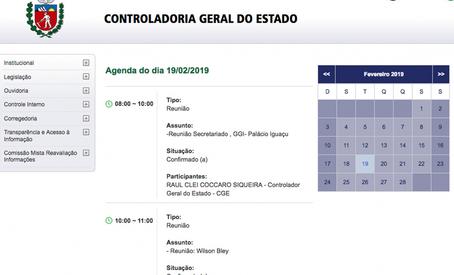 Governo vai dar publicidade às agendas dos secretários